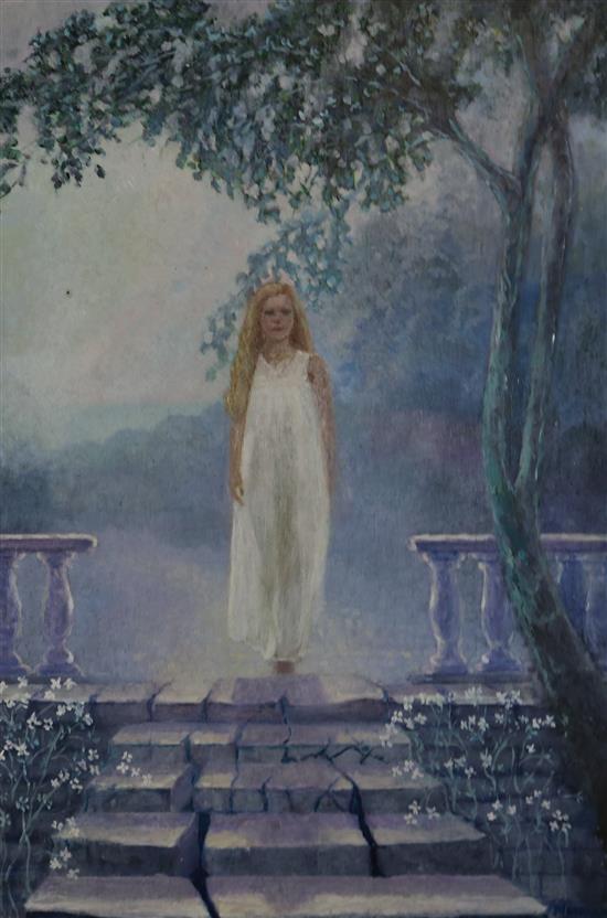 Figurative oil in landscape by Norman Mackmin Puberty
